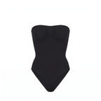 Body bustier gainant noir packshot — sans bretelles, bande silicone, finition seamless
