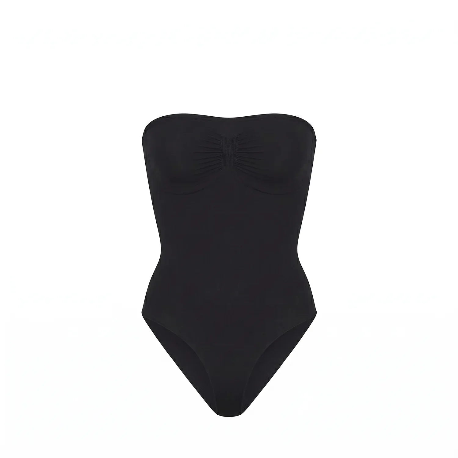 Body bustier gainant noir packshot — sans bretelles, bande silicone, finition seamless